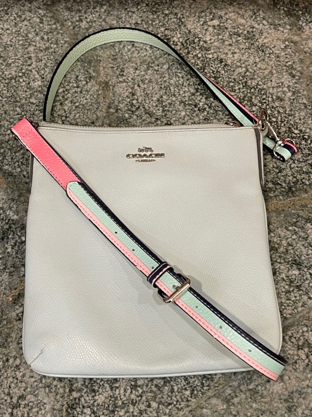COACH F36036 North/South Swingpack Mint Leather Crossbody with custom strap